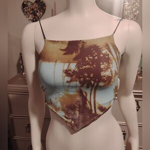 Green Brown and Teal  Women's Top Summer Top